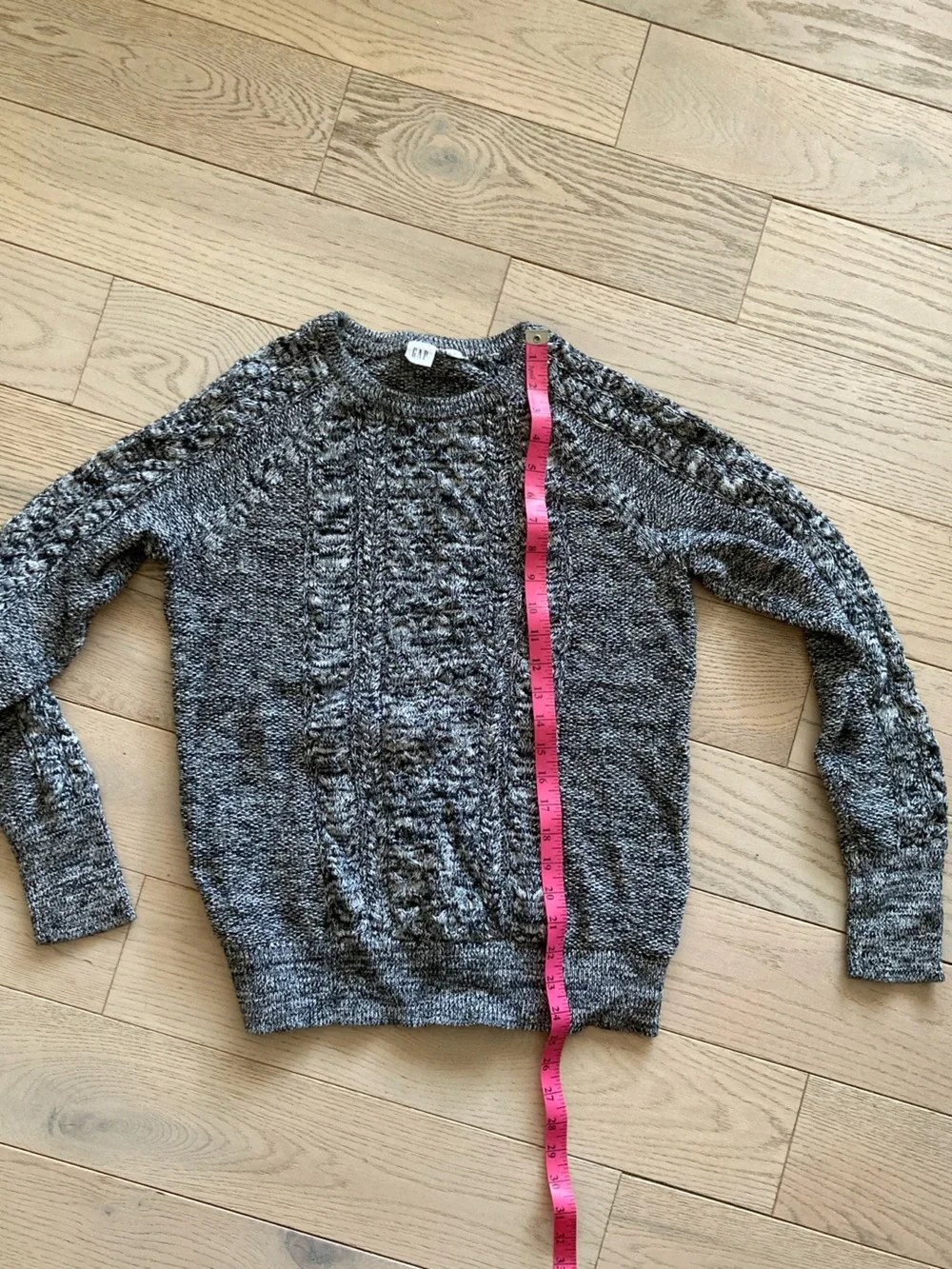 GAP Black & White Marled Cable-Knit Crewneck Sweater